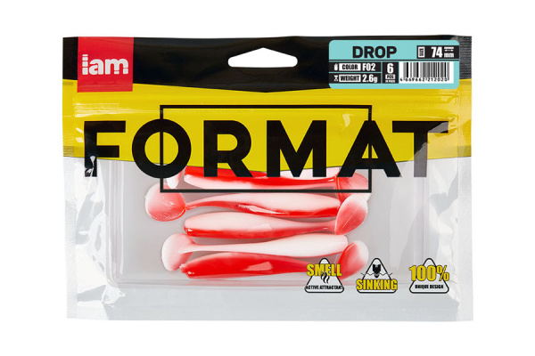 Силиконовая приманка FORMAT DROP  74mm (6шт.) цвет F02 Силиконовая приманка FORMAT DROP  74mm (6шт.) цвет F02