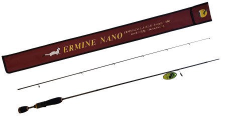 Удилище спиннинговое ERMINE NANO,2 секции, цельная верш. длина1,68 м, тест 0.2-0.8г рукоять разнес.