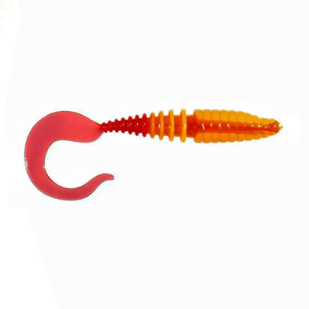 Приманка ZUB-TWIST 100мм(4")-4шт, (цвет 011) желтое тело-красный хвост