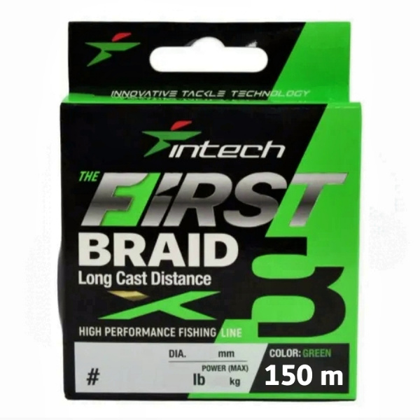 Шнур плетеный Intech First Braid X8 Green 150m (#1.0 / 0.165mm (15lb / 6.81kg))