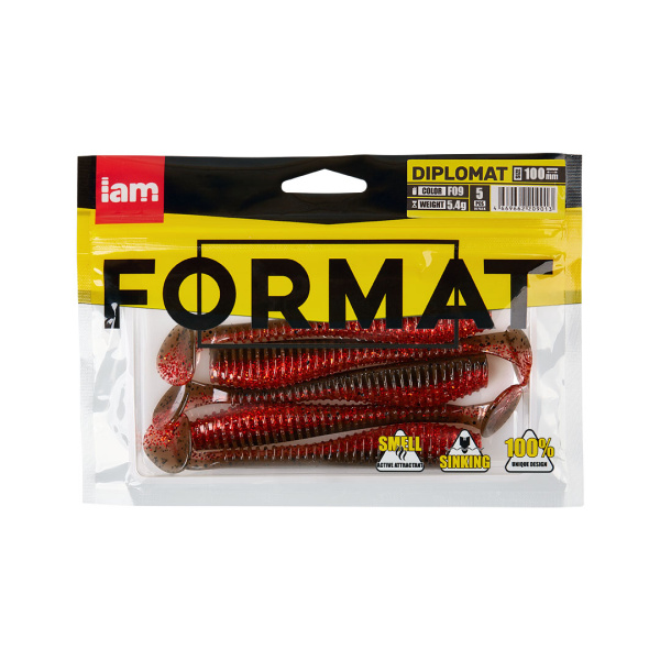 Силиконовая приманка FORMAT DIPLOMAT 100mm (5шт.) цвет F09 Силиконовая приманка FORMAT DIPLOMAT 100mm (5шт.) цвет F09