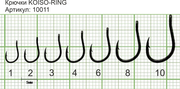 Крючок KOISO-RING №10 с ушком, покрытие BN (7 шт) Крючок KOISO-RING №10 с ушком, покрытие BN (7 шт)