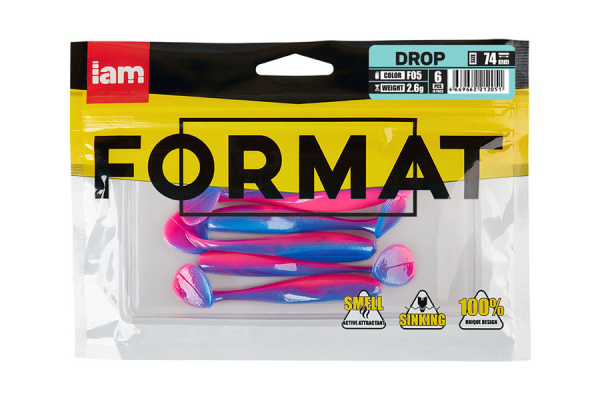 Силиконовая приманка FORMAT DROP  74mm (6шт.) цвет F05n Силиконовая приманка FORMAT DROP  74mm (6шт.) цвет F05n