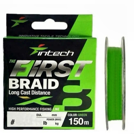 Шнур плетеный Intech First Braid X8 Green 150m (#1.0 / 0.165mm (15lb / 6.81kg))