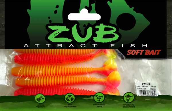 Приманка ZUB-SWING 140мм(5,5")-5шт, (цвет 023) розовый верх - желтый низ Приманка ZUB-SWING 140мм(5,5")-5шт, (цвет 023) розовый верх - желтый низ