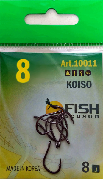 Крючок KOISO-RING №8 с ушком, покрытие BN (8 шт) Крючок KOISO-RING №8 с ушком, покрытие BN (8 шт)