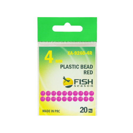 Бусина пластиковая, диам. 6 мм., красная (упак. 20 шт.)