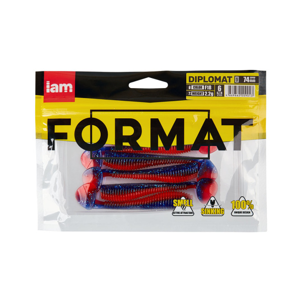Силиконовая приманка FORMAT DIPLOMAT 74mm (6шт.) цвет F18 Силиконовая приманка FORMAT DIPLOMAT 74mm (6шт.) цвет F18