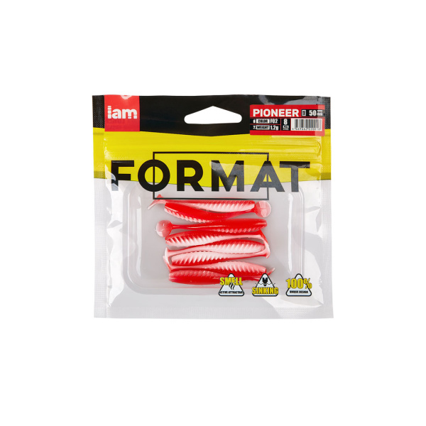 Силиконовая приманка FORMAT PIONEER 50mm (8шт.) цвет F02 Силиконовая приманка FORMAT PIONEER 50mm (8шт.) цвет F02