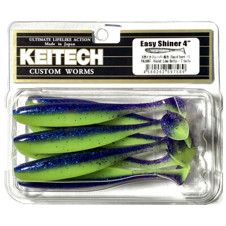 Приманка силиконовая Keitech Easy Shiner 4" PAL #06 Violet Lime Belly