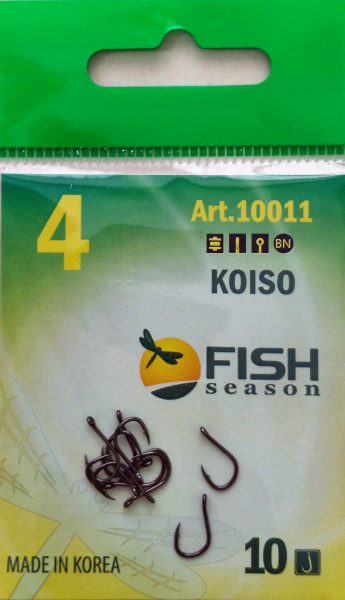 Крючок KOISO-RING №4 с ушком, покрытие BN (10 шт) Крючок KOISO-RING №4 с ушком, покрытие BN (10 шт)