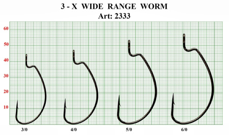 Крючок (офсет) 3-X WIDE RANGE WORM, №6/0, покрытие BN (4 шт)