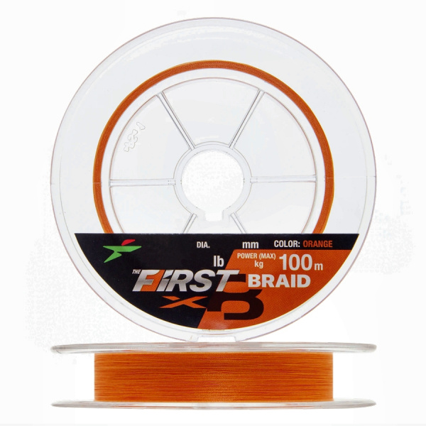 Шнур плетеный Intech First Braid X8 Orange 100m (#0.8 / 0.148mm (12lb / 5.45kg))