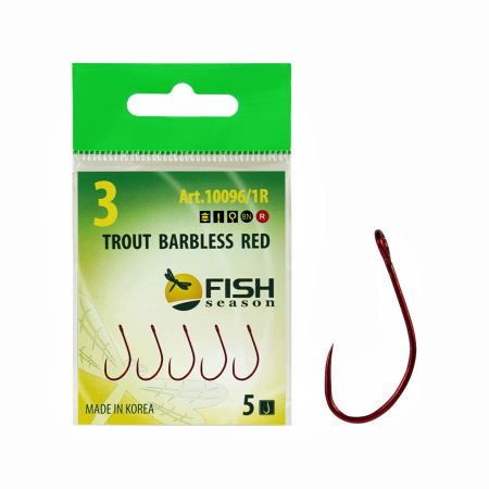 Крючок FS TROUT с БОЛЬШИМ ухом, без бородки №6 RED (5 шт)