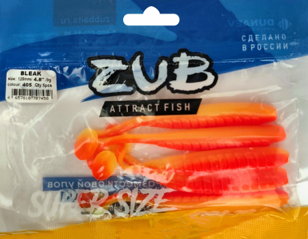 Приманка ZUB-BLEAK 125мм(4,8")-5шт, (Цвет 405) желтый верх - оранжевый низ