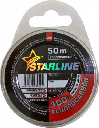 Флюорокарбон STARLINE 100% FLUOROCARBON  50m (transparent) d0.29