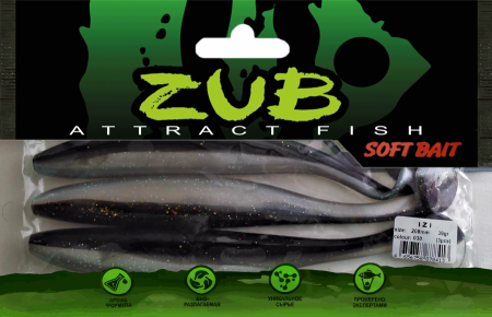 Приманка ZUB-IZI 208мм(8,2")-3шт, (цвет 030) черный верх - натурал низ