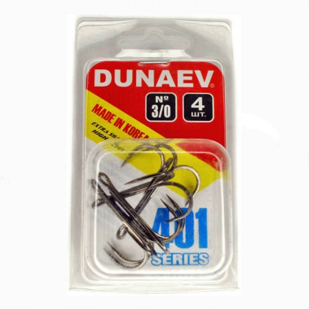 Крючок Тройник Dunaev  401 #  3/0 (упак. 4 шт)