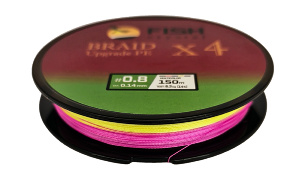 Плетёный шнур из 4-х нитей FISH CRYSTAL , 5-ти цветный, 0.14мм, 150м, 6.3 кг