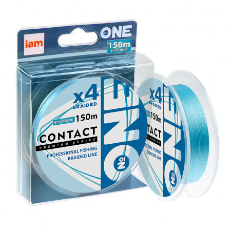 Плетеная леска №ONE CONTACT Х4-150 (blue) 0.3PE