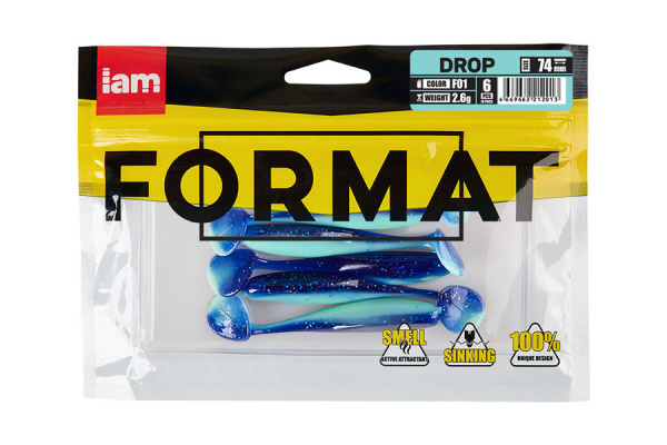 Силиконовая приманка FORMAT DROP  74mm (6шт.) цвет F01 Силиконовая приманка FORMAT DROP  74mm (6шт.) цвет F01