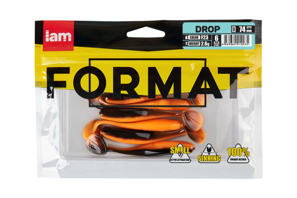 Силиконовая приманка FORMAT DROP  74mm (6шт.) цвет F23 Силиконовая приманка FORMAT DROP  74mm (6шт.) цвет F23