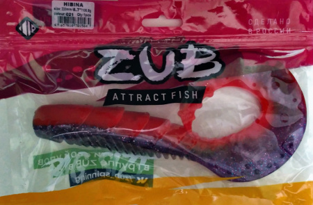 Приманка ZUB-HIBINA 220мм(8,7")-1шт, (цвет 021) фиолетовый верх-красный низ