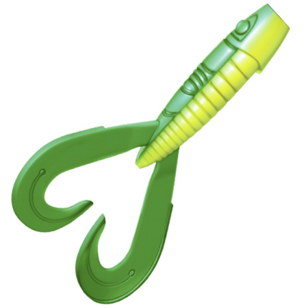 Приманка ZUB-FROGGY 101мм(4")-3шт, (цвет 407) зеленый верх - желтый низ