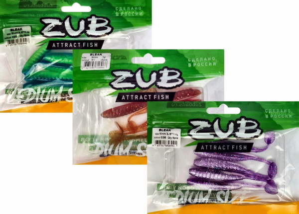 Приманка ZUB-BLEAK  90мм(3,5")-5шт, (Цвет 408) синий верх - розовый низ