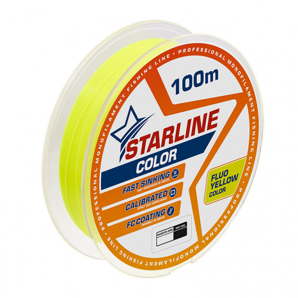 Монофильная леска STARLINE 100m (fluo yellow) d0.234