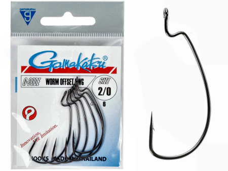 Крючки офсетные Gamakatsu WORM OFFSET EWG HOOKS BLACK разм. 2/0 6шт.