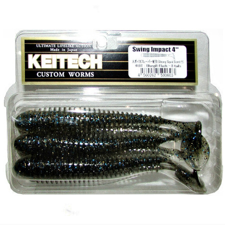 Приманка силиконовая Keitech Swing Impact 4" #418 Bluegill Flash