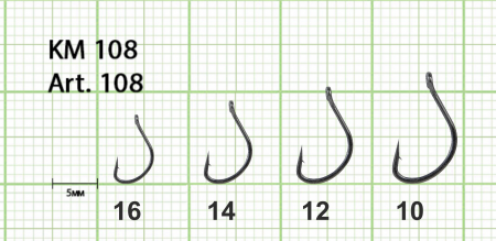 Крючок FS KM108 №14 с ушком, покрытие D/BK (10 шт)