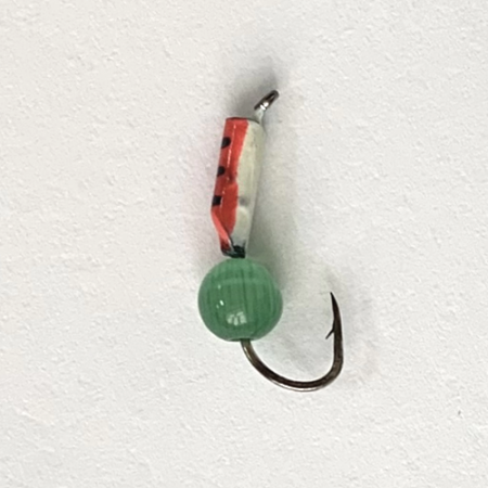 Столбик Кошачий глаз 2,0 мм на крючке КРАСНО-БЕЛЫЙ