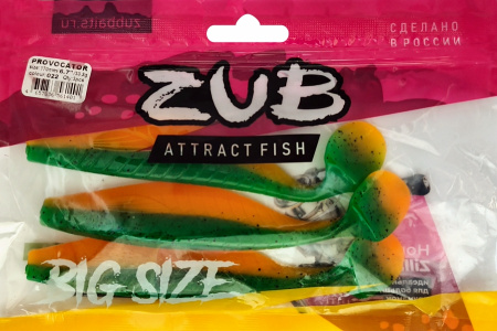 Приманка ZUB-PROVOCATOR 170мм(6,7")-3шт, (цвет 022) зеленый верх -оранжевый низ