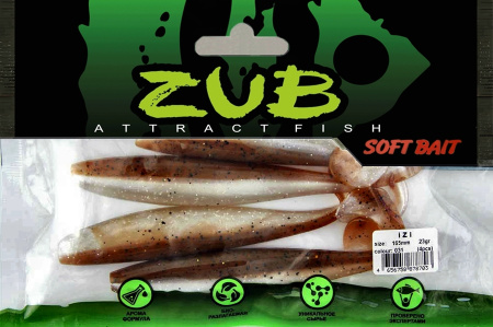 Приманка ZUB-IZI 165мм(6,5")-4шт, (цвет 031) карамель верх - натурал низ