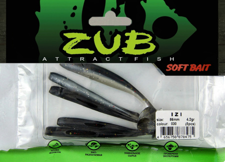 Приманка ZUB-IZI  86мм(3,4")-5шт, (цвет 030) черный верх - натурал низ