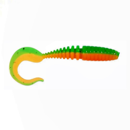 Приманка ZUB-TWIST  75мм(3")-6шт, (цвет 022) зеленый верх-оранжевый низ