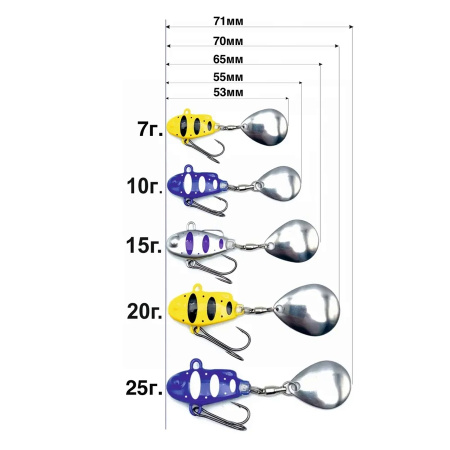 Тейл-спиннер ТС-1 25г. #05 Желтый-Черный