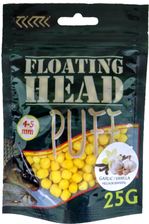 Плавающая насадка PUFF воздушное тесто 4-5 мм.ВАНИЛЬ-ЧЕСНОК жёлтый