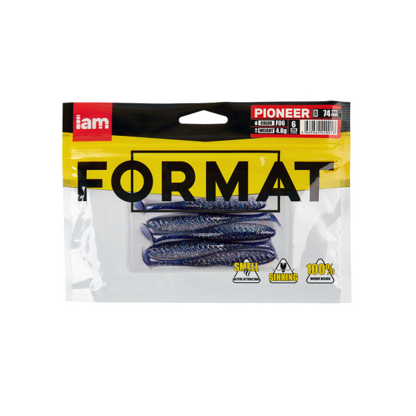 Силиконовая приманка FORMAT PIONEER 74mm (6шт.) цвет F06 Силиконовая приманка FORMAT PIONEER 74mm (6шт.) цвет F06