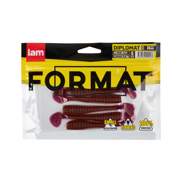 Силиконовая приманка FORMAT DIPLOMAT 74mm (6шт.) цвет F21 Силиконовая приманка FORMAT DIPLOMAT 74mm (6шт.) цвет F21
