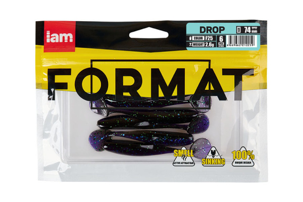 Силиконовая приманка FORMAT DROP  74mm (6шт.) цвет F25 Силиконовая приманка FORMAT DROP  74mm (6шт.) цвет F25