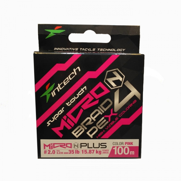 Шнур плетеный Intech MicroN Plus PE x4 100m (#2.0 (35lb / 15.88kg))