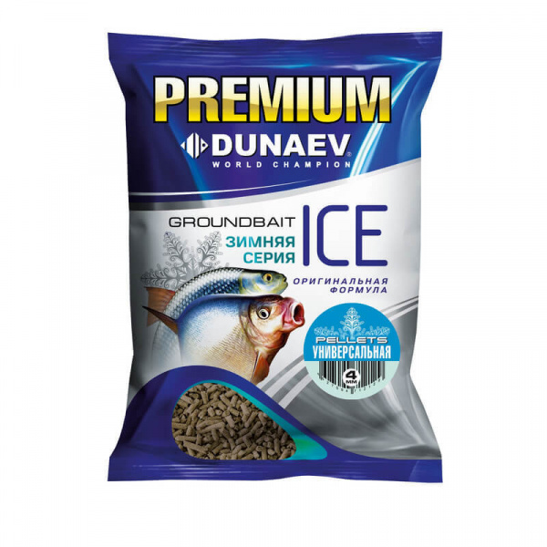 Прикормка "DUNAEV iCE-PELLETS" 0.9кг, 4мм Универсальная Прикормка "DUNAEV iCE-PELLETS" 0.9кг, 4мм Универсальная