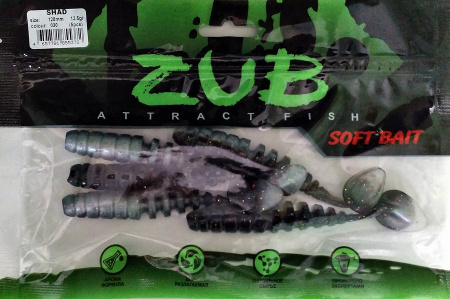 Приманка ZUB-SHAD 120мм(4,7")-5шт, (цвет 030) черный верх - натурал низ Приманка ZUB-SHAD 120мм(4,7")-5шт, (цвет 030) черный верх - натурал низ