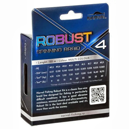 Шнур Narval Fishing Robust X4 PE 150m (multicolour) #1.5/0.205mm 11.40kg/25lb