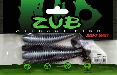 Приманка ZUB-SWING 140мм(5,5")-5шт, (цвет 030) черный верх-натурал низ