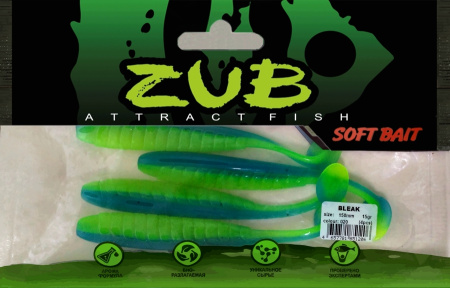 Приманка ZUB-BLEAK 150мм(5,9")-4шт, (цвет 020) синий верх - желтый низ