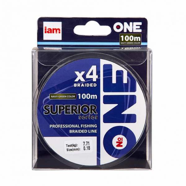 Плетеная леска №ONE SUPERIOR Х4-100 (navy-green) d0.24